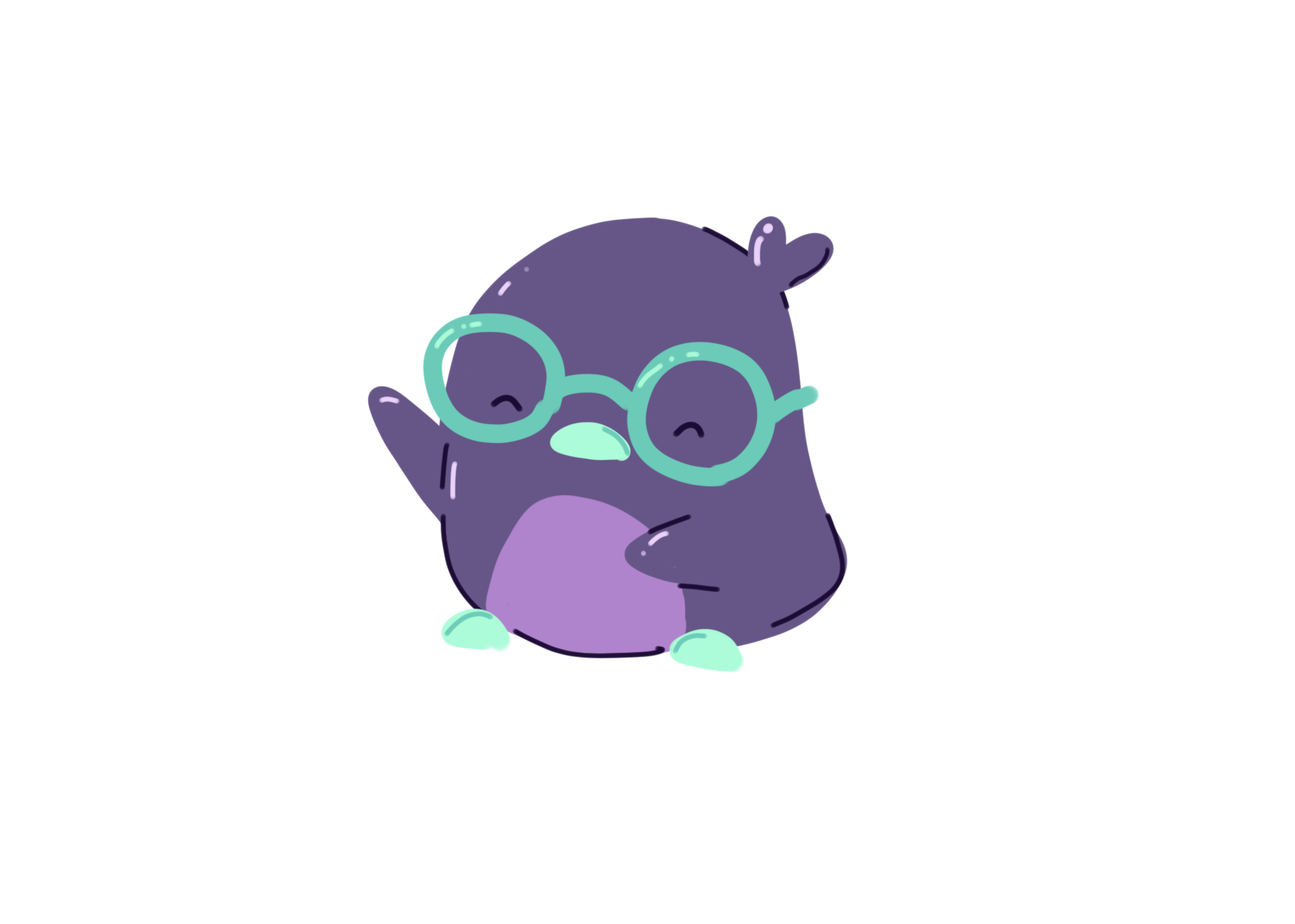 Purple penguin drawing